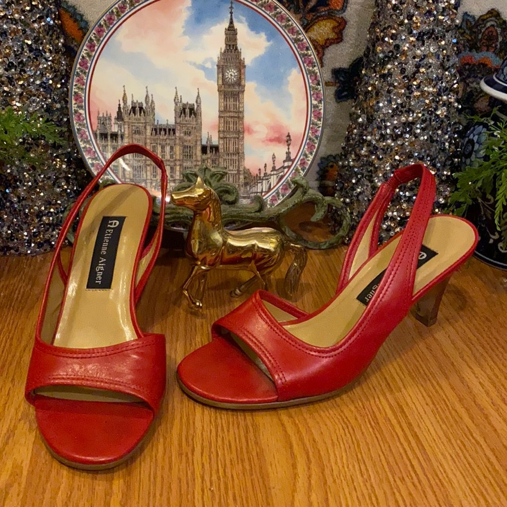Etienne Aigner red sling heels